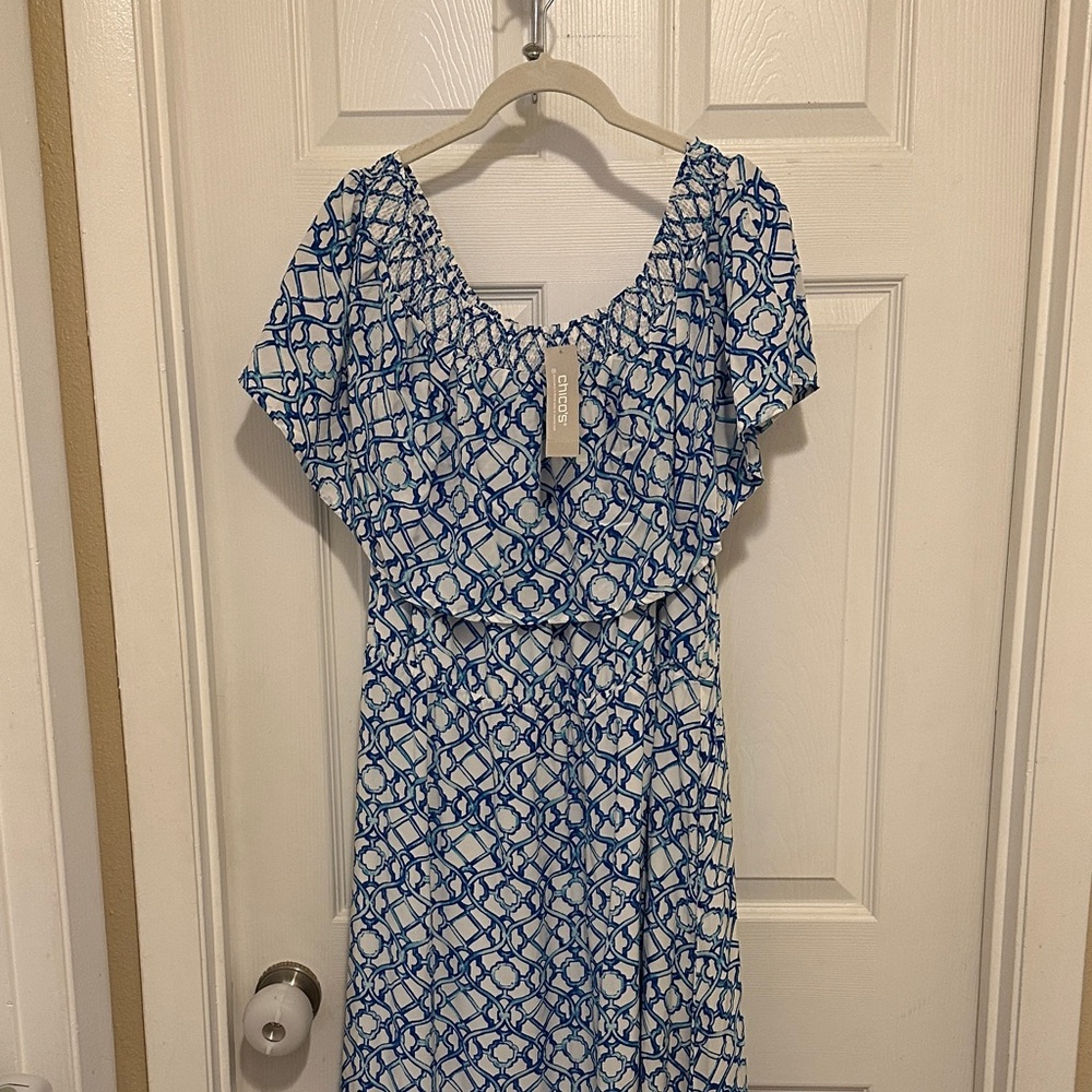 Chico's, Blue and White Combo Pattern Maxi Dress, 👗 
Tag removed